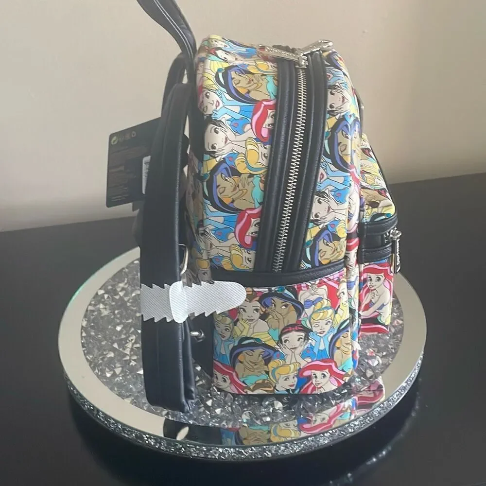 New loungefly Disney princesses all over print mini backpack book bag